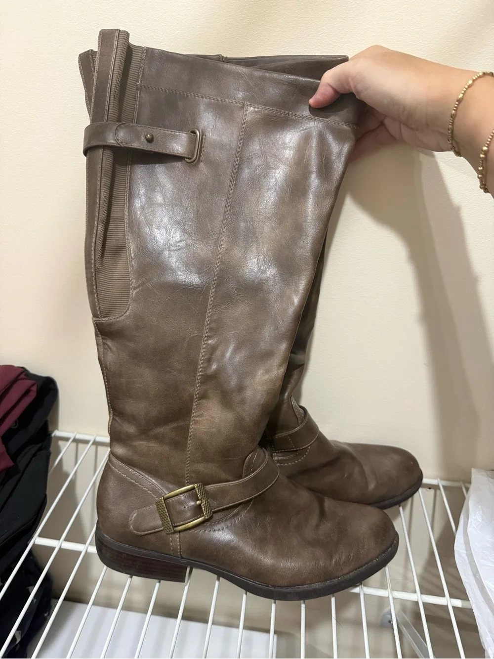 Kim Rogers Brown Leather Knee-High Riding Boots